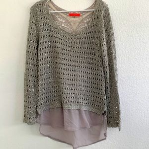 WOMENS OPEN KNIT TOP SEQUINS MEDIUM